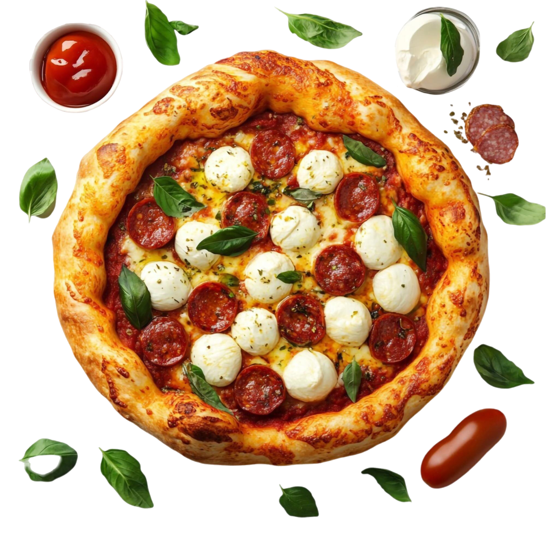 Napoli pica sa pepperonijem, mocarelom i bosiljkom